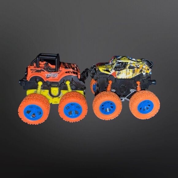 Friction Monster Truck Hummer & Jeep Neon Orange Red Green A32 - Picture 7 of 12